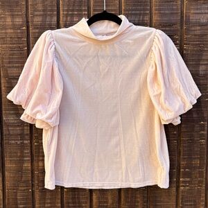 Free People Claudia Velvet Light Pink Bell Sleeve Top